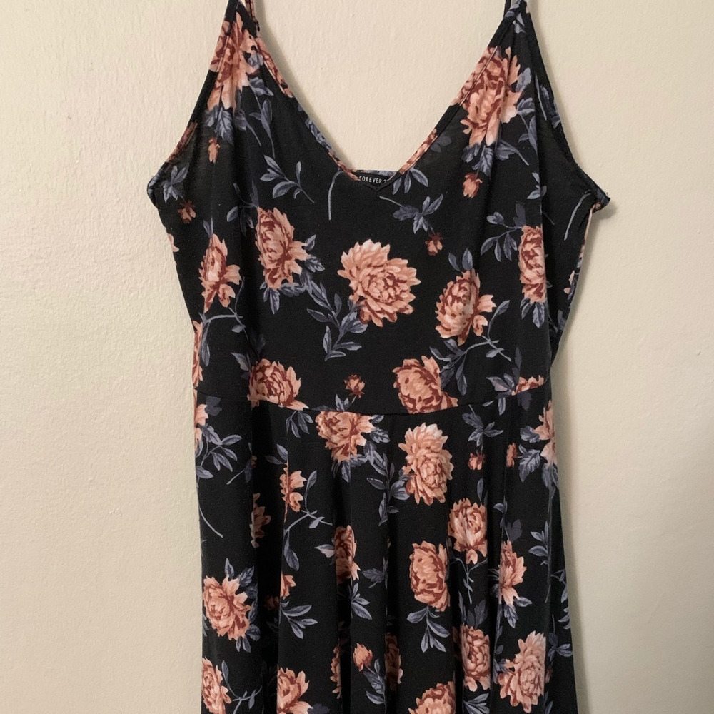 Black, Floral Mini Dress, Plus Sized